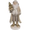Clayre & Eef 6PR4302 Papá Noel Decoración Beige Oro 10x8x21 cm Poliresina