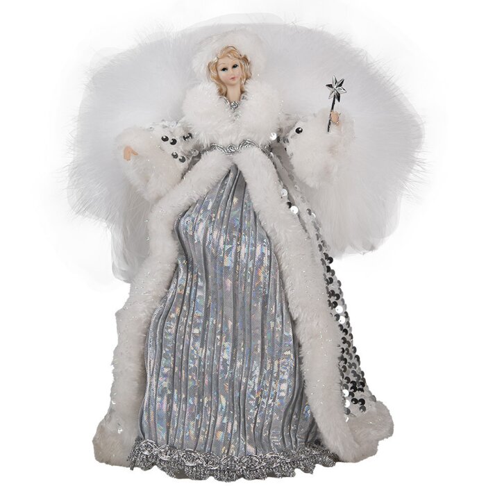 Clayre & Eef 65617 Decoración Ángel Blanco Plateado 20x15x28 cm