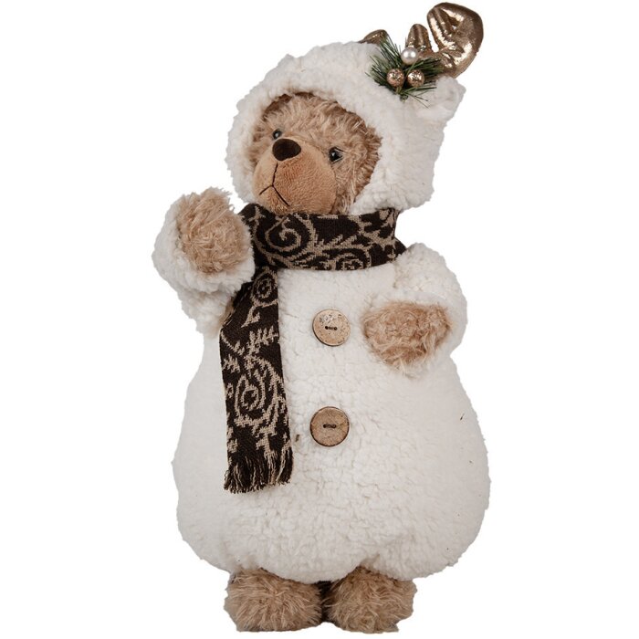 Clayre & Eef 65619 Decoración Oso Blanco Beige 22x16x40 cm Estilo campestre