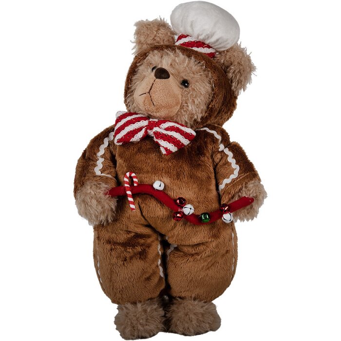 Clayre & Eef 65622 Decoración Oso Marrón Rojo 22x16x43 cm