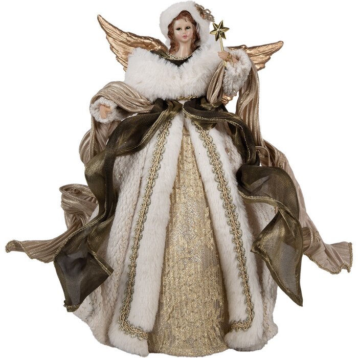 Clayre & Eef 65625 Angel Decorativo Beige Oro 20x12x28 cm Navidad