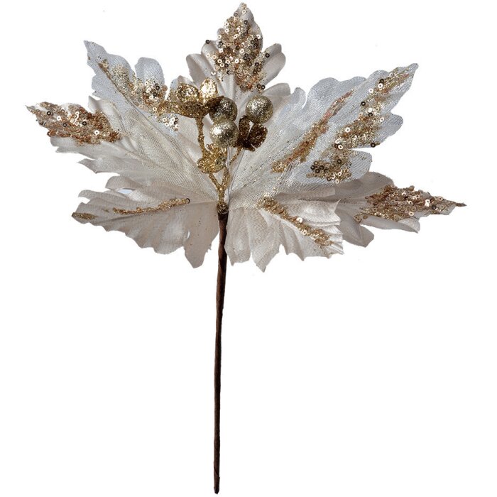 Clayre & Eef 65827 Decoración Navideña Flor Blanco Beige Ø 25x34 cm