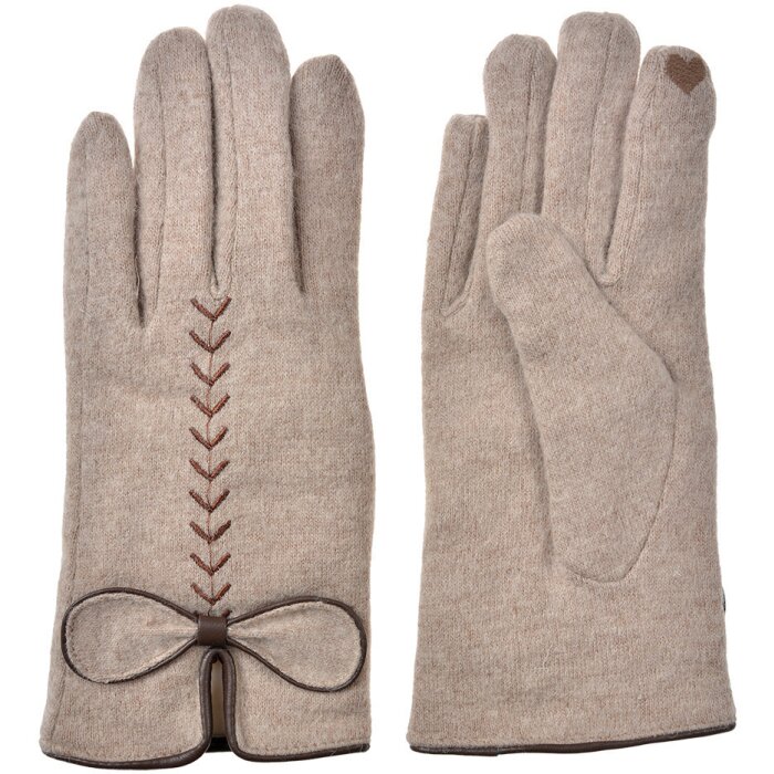 Juleeze JZGL0096BE Guantes de invierno beige 9x23 cm aplique de lazo poliéster