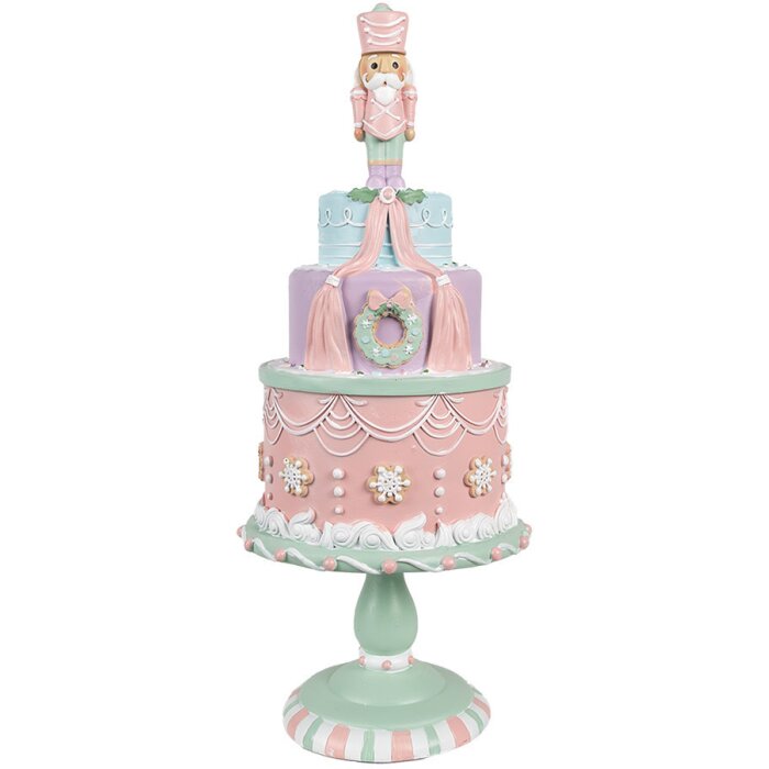 Clayre & Eef 6PR4261 Decoración Tarta Ø 17x42 cm Poliresina Rosa Estilo Campestre
