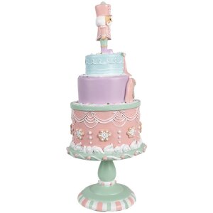 Clayre & Eef 6PR4261 Decoración Tarta Ø 17x42 cm Poliresina Rosa Estilo Campestre
