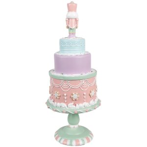Clayre & Eef 6PR4261 Decoración Tarta Ø 17x42 cm Poliresina Rosa Estilo Campestre