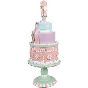 Clayre & Eef 6PR4261 Decoración Tarta Ø 17x42 cm Poliresina Rosa Estilo Campestre
