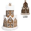 Clayre & Eef 6PR4310 Casa de pan de jengibre LED Ø 21x33 cm Poliresina Marrón Blanco