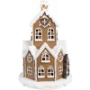 Clayre & Eef 6PR4310 Casa de pan de jengibre LED Ø 21x33 cm Poliresina Marrón Blanco