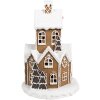Clayre & Eef 6PR4310 Casa de pan de jengibre LED Ø 21x33 cm Poliresina Marrón Blanco