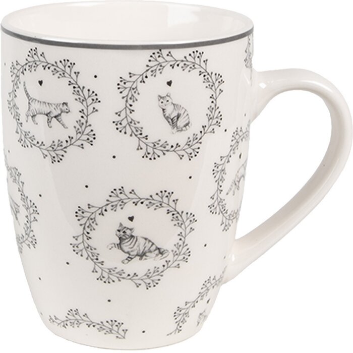 Taza Clayre & Eef LGCMU 325 ml Porcelana Gris Blanca Estilo Country 12x8x10 cm