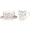 Clayre & Eef LGDMU Taza Porcelana Perros Blanco Gris 325 ml estilo country
