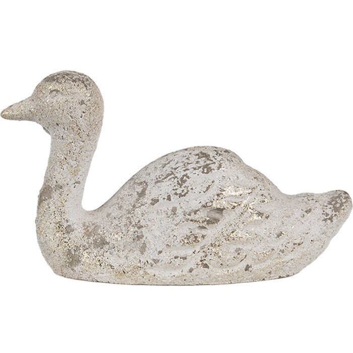 Clayre & Eef 6TE0547 Decoración Pato Oro Blanco Piedra 15x5x9 cm