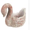 Clayre & Eef 6TE0549 Maceta Cisne Aspecto Antiguo Gris Rojo 19x11x15 cm Piedra