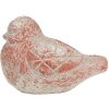 Clayre & Eef 6TE0550 Decoración Pájaro Gris Rojo Piedra 14x9x10 cm Estilo Antiguo