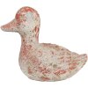 Clayre & Eef 6TE0552 Decoración Pato Gris Rojo 15x8x12 cm Piedra Antigua
