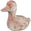 Clayre & Eef 6TE0552 Decoración Pato Gris Rojo 15x8x12 cm Piedra Antigua