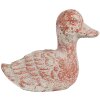 Clayre & Eef 6TE0552 Decoración Pato Gris Rojo 15x8x12 cm Piedra Antigua