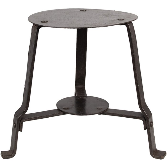 Clayre & Eef 6UNY0010 Mesa para Plantas Hierro Redonda Negra 18x18x22 cm Estilo Campestre