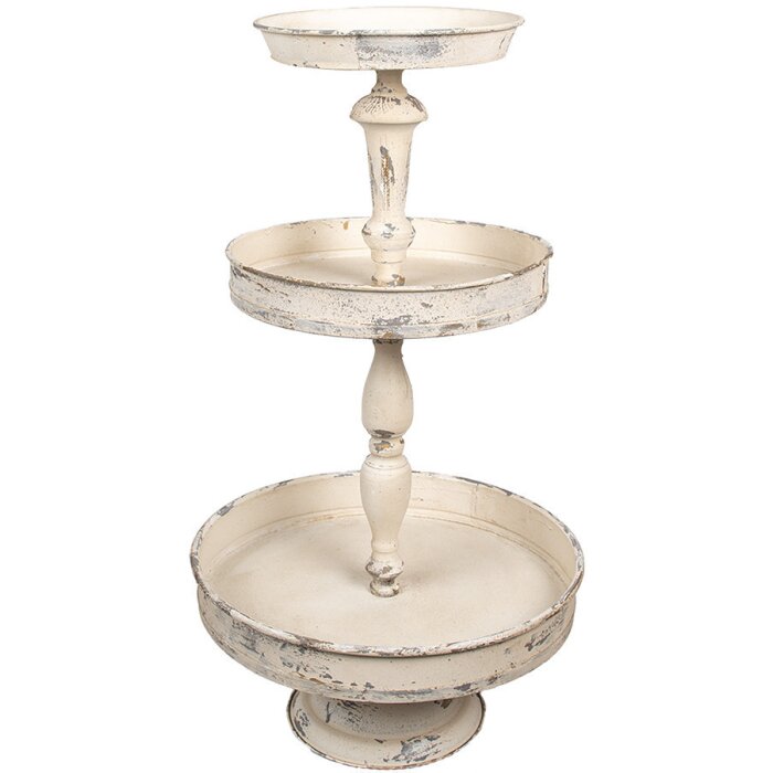 Clayre & Eef 6Y5654 Estantería de hierro Beige Ø 42x75 cm Vintage 3 pisos