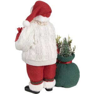 Clayre & Eef 65599 Decoración Navideña Papá Noel Blanco Rojo 18x13x27 cm