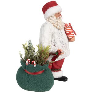 Clayre & Eef 65599 Decoración Navideña Papá Noel Blanco Rojo 18x13x27 cm