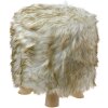 Clayre & Eef 65730 Taburete Blanco Marrón Madera Textil Ø 32x40 cm Redondo