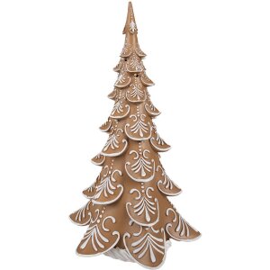Clayre & Eef 6PR3905GG Árbol de Navidad LED Marrón Beige 26x23x42 cm 3xAA