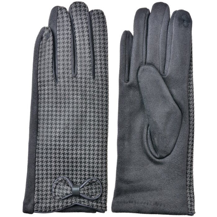 Juleeze JZGL0100 Guantes 9x23x1 cm pata de gallo gris lazo