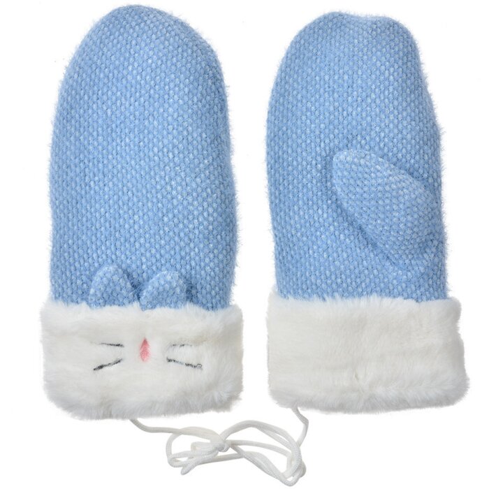 Juleeze JZGL0103 Guantes Azul Blanco Diseño de gato 10x23x3 cm Forro acogedor