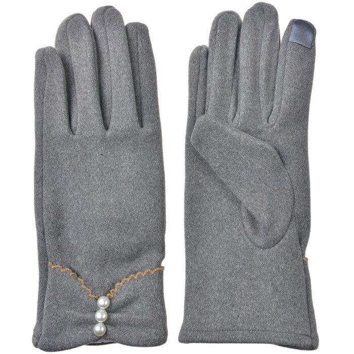 Juleeze JZGL0105 Guantes gris 9x23x1 cm Compatible con pantalla táctil Bead detalles