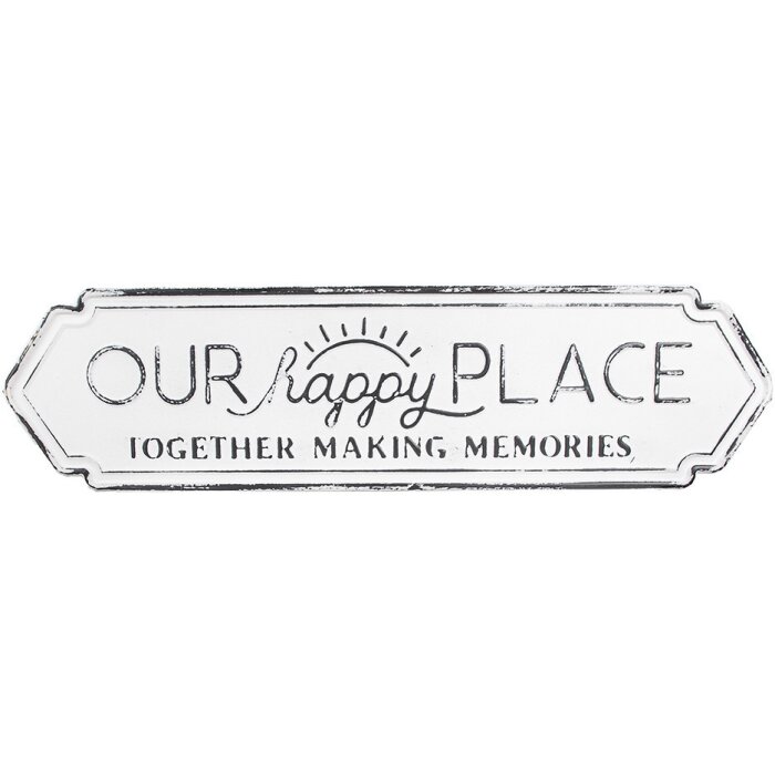 Clayre & Eef 5Y1280 Letrero Texto Metal Blanco Negro 91x1x24 cm Estilo Antiguo