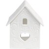 Clayre & Eef 6CE1739 Portavelas Casa Porcelana Blanca 7x8x9 cm