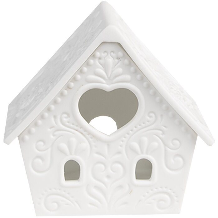Clayre & Eef 6CE1740 Portavelas Casa Porcelana Blanca 9x7x8 cm