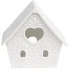 Clayre & Eef 6CE1740 Portavelas Casa Porcelana Blanca 9x7x8 cm