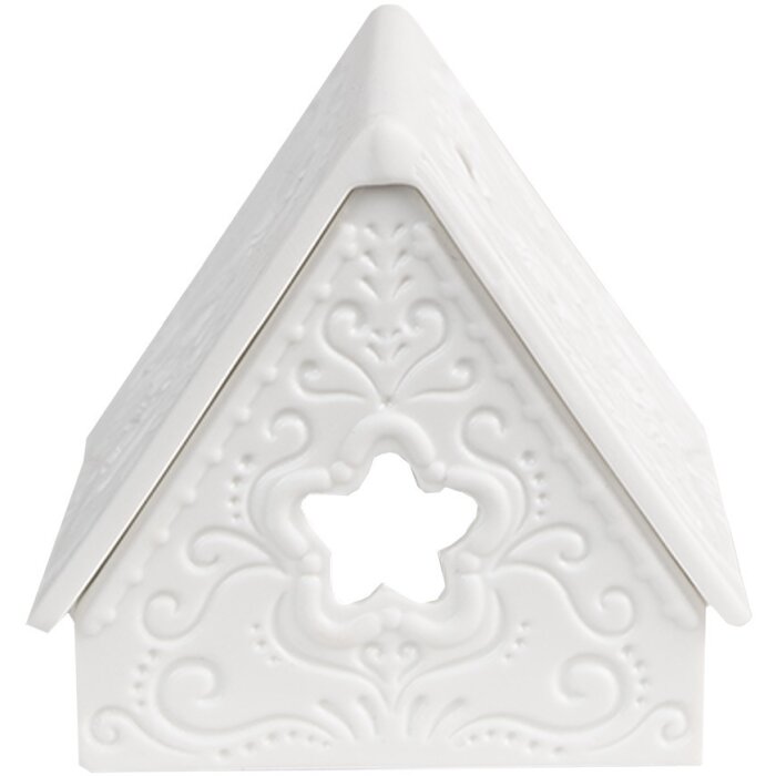 Clayre & Eef 6CE1741 Portacandelitas Casa Navidad Porcelana Blanca 8x8x8 cm