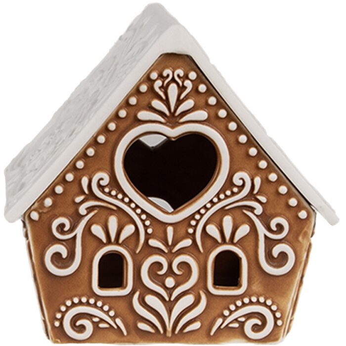 Clayre & Eef 6CE1743 Portavelas Porcelana Marrón Blanco 9x7x8 cm