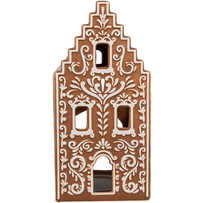 Clayre & Eef 6CE1745 Portavelas Marrón Blanco 7x7x15 cm