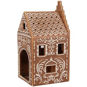 Clayre & Eef 6CE1745 Portavelas Marrón Blanco 7x7x15 cm