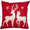 Clayre & Eef KT021.357 Funda de Cojín Reno Rojo Blanco 45x45 cm Poliéster
