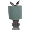 Clayre & Eef 6LMC0099VLGR Lámpara de sobremesa diseño conejo Ø20x43 cm verde E27 60W