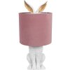 Clayre & Eef 6LMC0099WVP Lámpara de Sobremesa Conejo Estilo Campestre Blanco Rosa E27 60W