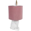 Clayre & Eef 6LMC0099WVP Lámpara de Sobremesa Conejo Estilo Campestre Blanco Rosa E27 60W