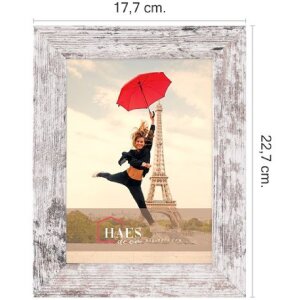 Marco de fotos Haes Deco SP001136 Paris Blanco Marrón 13x18 cm aspecto madera cristal acrílico