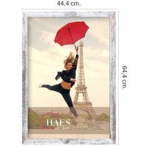 Portarretratos Haes Deco SP001416 París Blanco Marrón 40x60 cm aspecto madera cristal acrílico