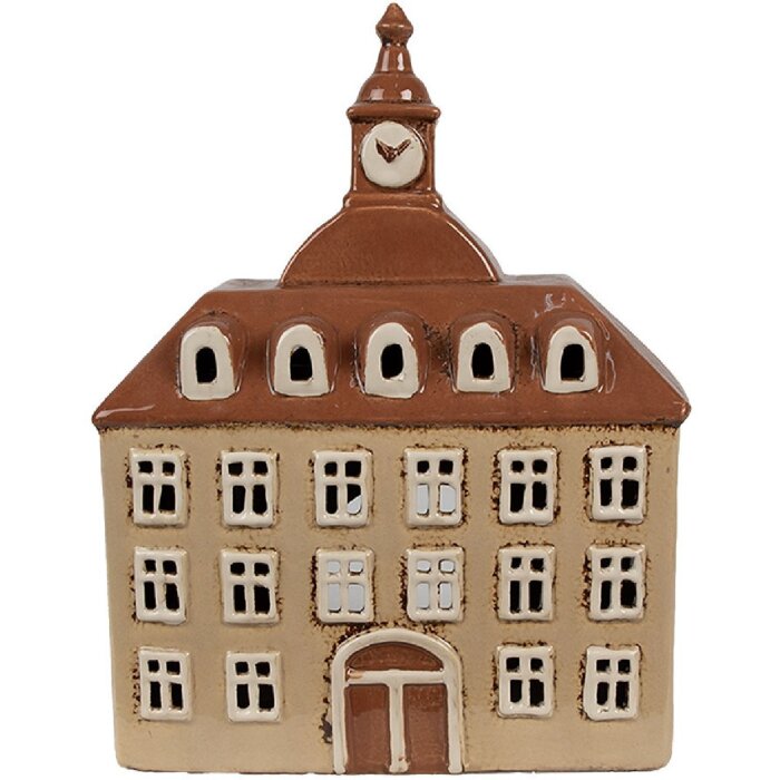Clayre & Eef 6CE1880 Portavelas Casa Beige Marrón 20x10x26 cm Cerámica