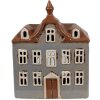 Clayre & Eef 6CE1883 Portavelas Casa Cerámica Gris Marrón 16x9x20 cm