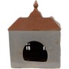 Clayre & Eef 6CE1883 Portavelas Casa Cerámica Gris Marrón 16x9x20 cm