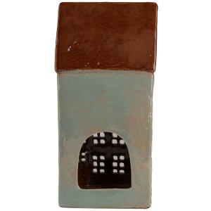 Clayre & Eef 6CE1886 Portavelas Casa Cerámica Gris Marrón 15x11x30 cm