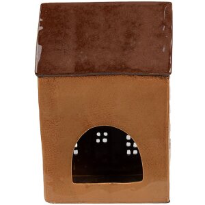 Clayre & Eef 6CE1887 Portavelas Casa Cerámica Marrón 17x11x24 cm Estilo Campestre